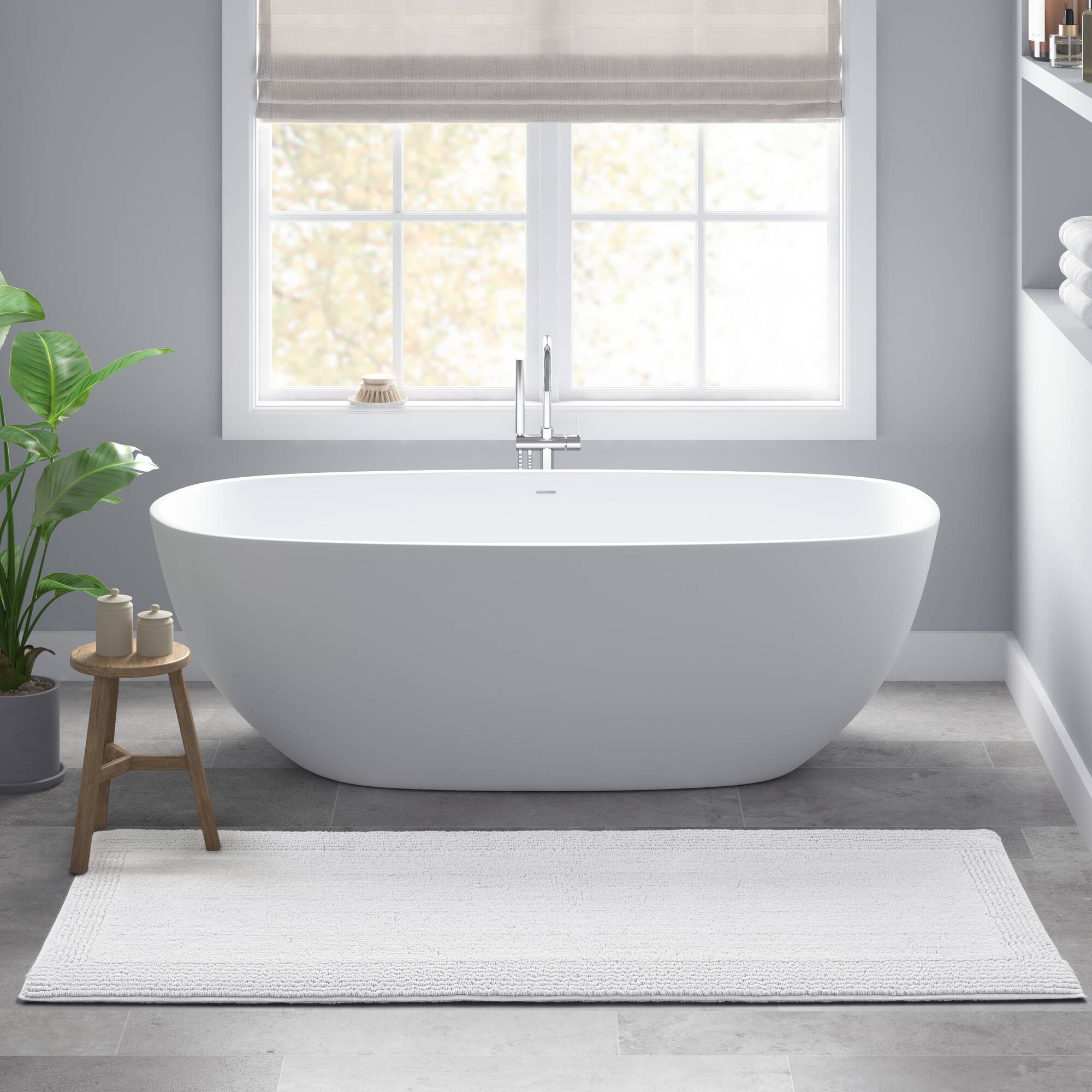 1 PCS 24x60' 100% Cotton Tufted 3000 GSM Reversible Bath Rug White