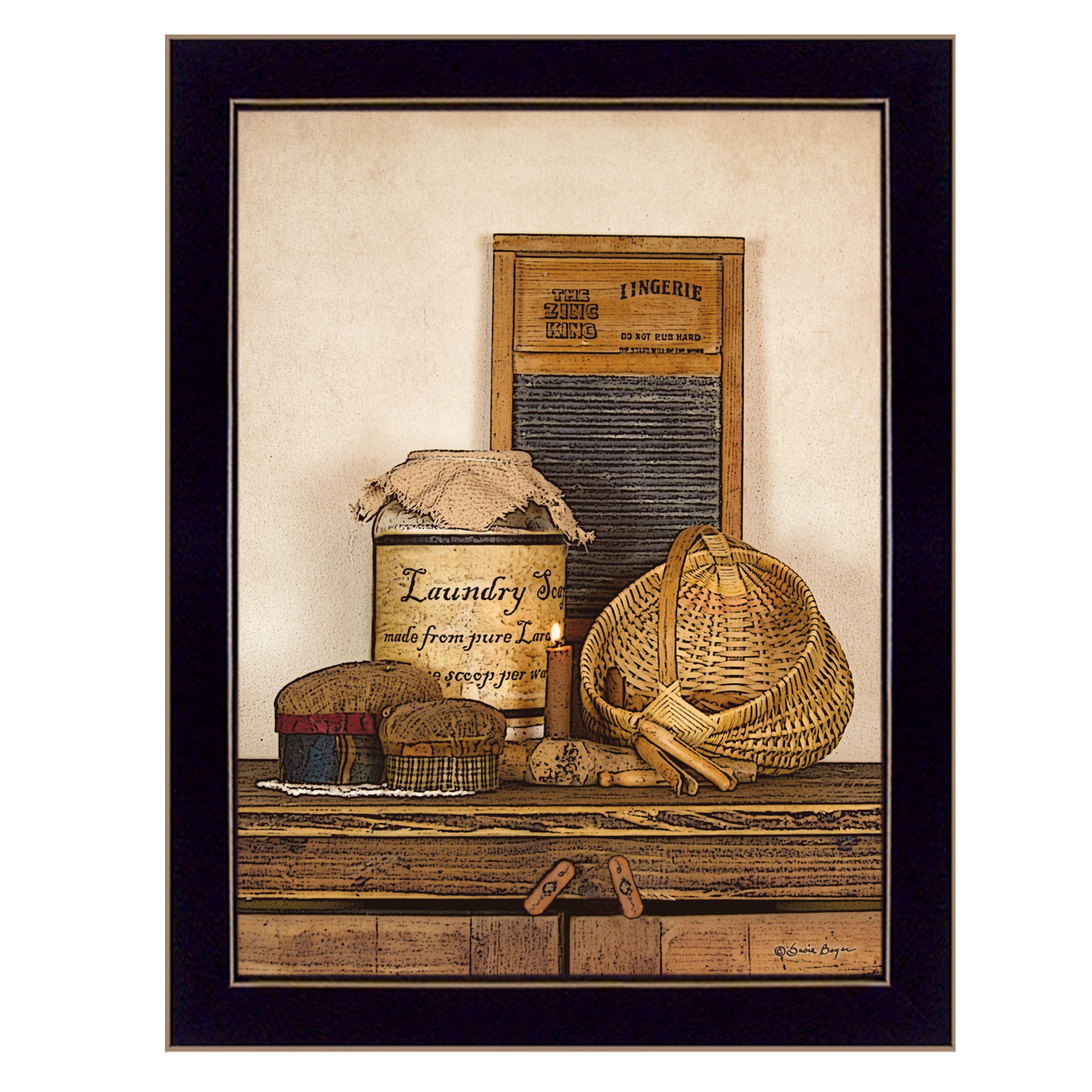 'Laundry Soap' by Artisan Susie Boyer, Ready to Hang Framed Print, Black Frame