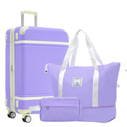 Hardshell Luggage Sets with Bags Lightweight Suitcase Double Spinner Wheels with TSA Lock ,Single Vintage Luggage 24 IN,Purple