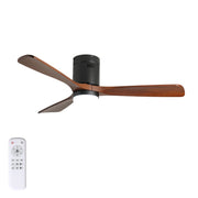 52-inch Ceiling Fan with Light, 3 Wood Blades, Remote Control, Reversible DC Motor for Living Room (Black+Dark Walnut)