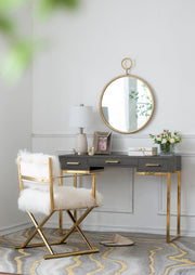 22' x 28' Circle Wall Mirror with Gold Iron Frame, Accent Mirror for Living Room, Entryway, Office