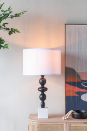 D15x29.5' Black and White Table Lamp with Round Four Tiered Body (Lamp Shade Assembly Required)