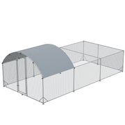PawHut Large Chicken Coop Metal Chicken Run for Chickens with Waterproof and Anti-UV Cover, Dome Shaped Walk in Fence Cage Hen House for Outdoor and Yard Farm Use, 1' Dia, 9.2' x 18.7' x 6.4'