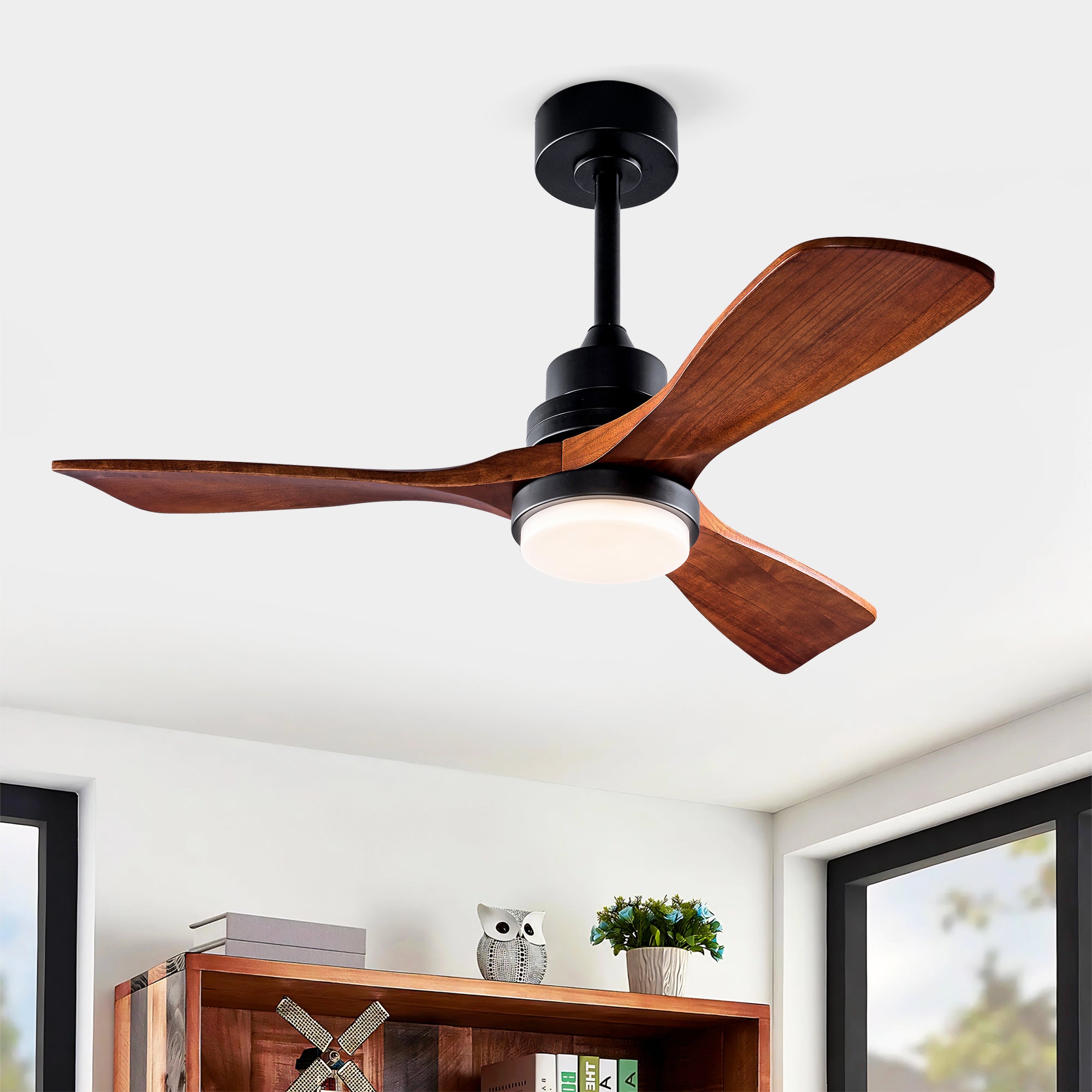 Hot sales 42 Inch Ceiling Fans with Lights and Remote, Outdoor Ceiling Fan for Patios with Light 3 Blades Modern Ceiling Fan Noiseless Reversible DC Motor, Wood Fan for Farmhouse