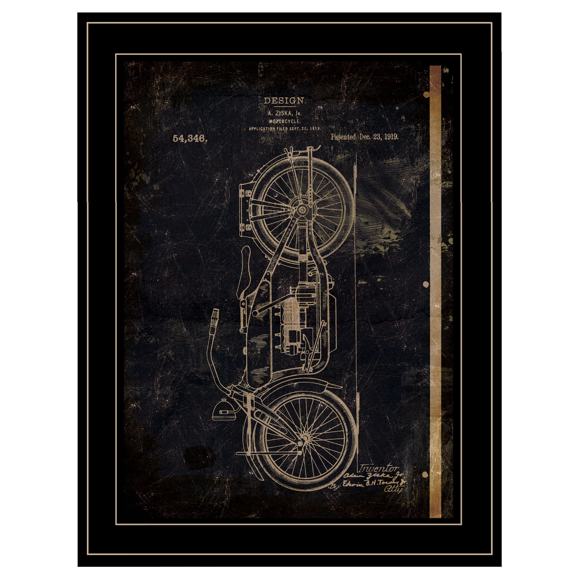 'Motor Bike Patent I' by Cloverfield & Co, Ready to Hang Framed Print, Black Frame