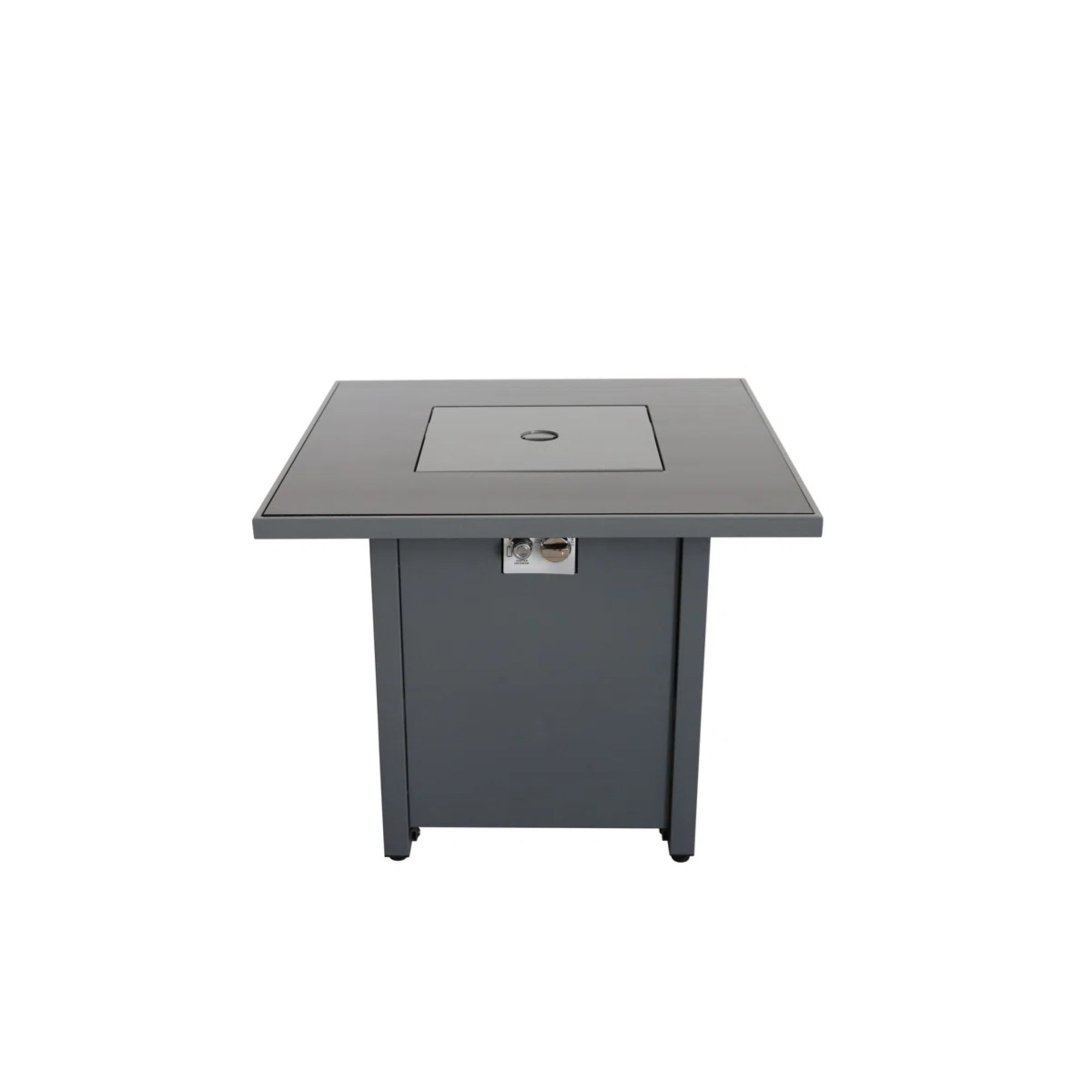 Gray Steel Outdoor Fire Pit Table with Lid, 25'' H x 30'' W, Durable and Stylish