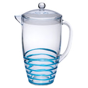 Swirl Unbreakable Plastic Water Pitcher with Lid and Spout, BPA Free, Blue, 2.5 Quarts