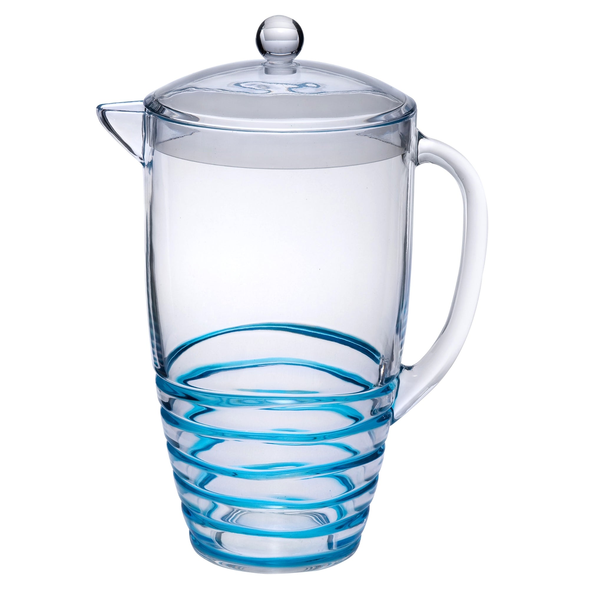 Swirl Unbreakable Plastic Water Pitcher with Lid and Spout, BPA Free, Blue, 2.5 Quarts