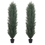 6FT detachable Artificial green pine and cypress tall simulation plant for indoor and outdoor decoration 2pcs/set