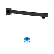 16' Wall Mounted Shower Arm with Flange in Matte Black, Stainless Steel for Rain Shower Heads
