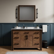 Rustic Barnwood Bath Vanity 48 in. W x 22 in. D, White Quartz Top and Faucet Set