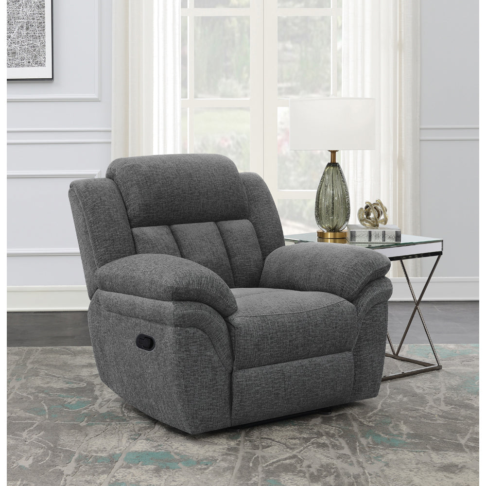 Pannen Charcoal Upholstered Glider Recliner