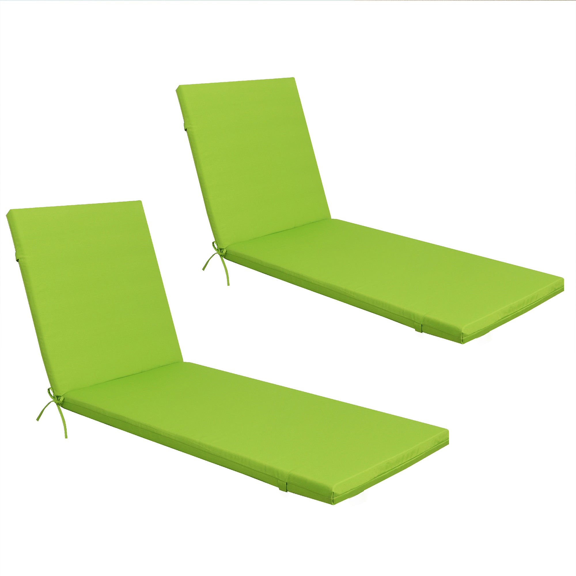 2-Piece Outdoor Chaise Lounge Chair Cushion Set with Pillow, Replacement Patio Seat Cushions, Apple Green