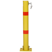 Round Yellow Steel Parking Bollard with Lock for Car Parking Protection and Home Garage Decor