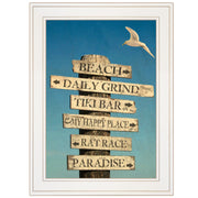 'Beach Directional' by Graffitee Studios, Ready to Hang Framed Print, White Frame