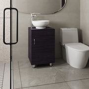 Tacna 18' Wide Free Standing One Door Vanity, With Vessel Porcelain Sink, Bathroom Storage, Black