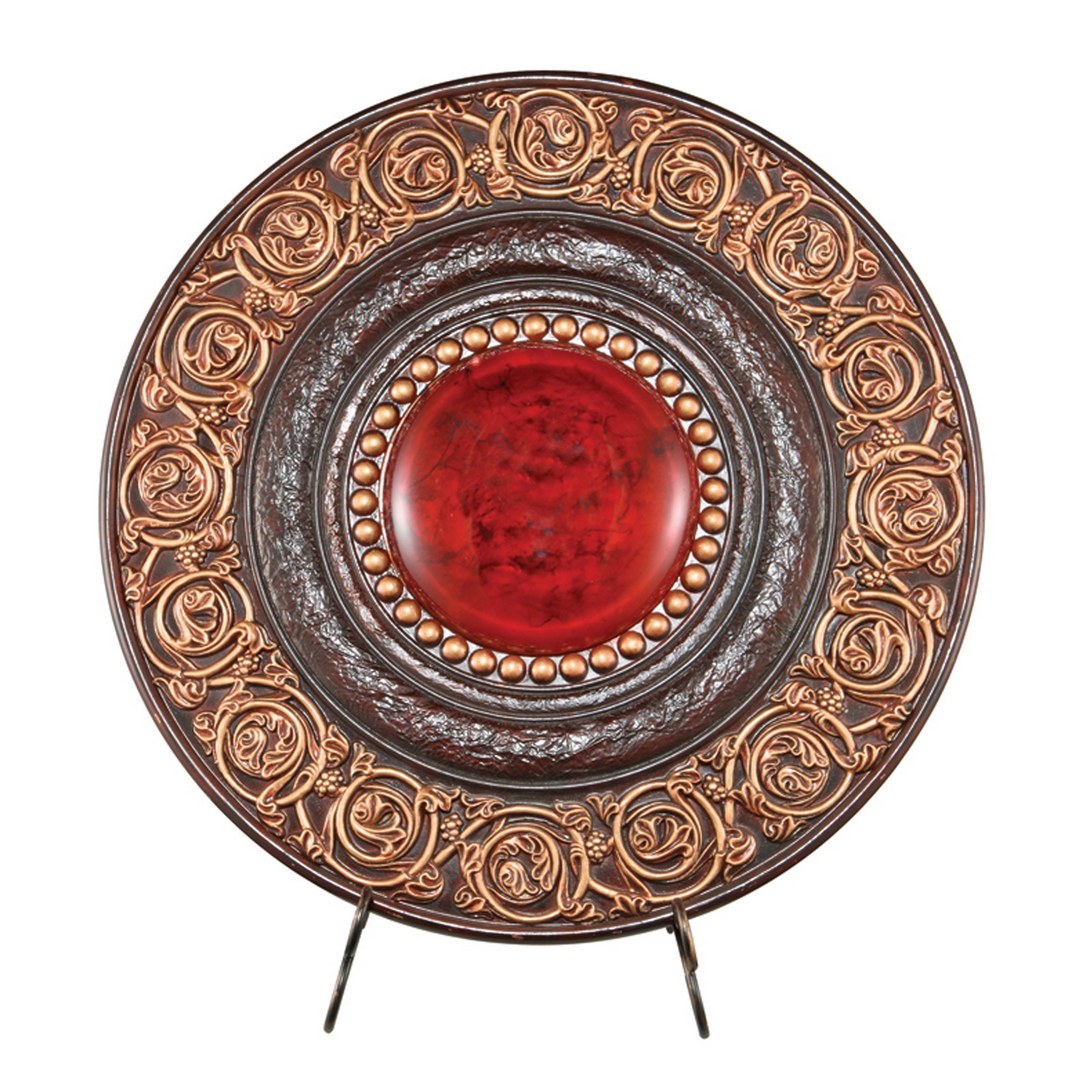 21' Diameter Polyresin Decorative Plaque, Red and Brown