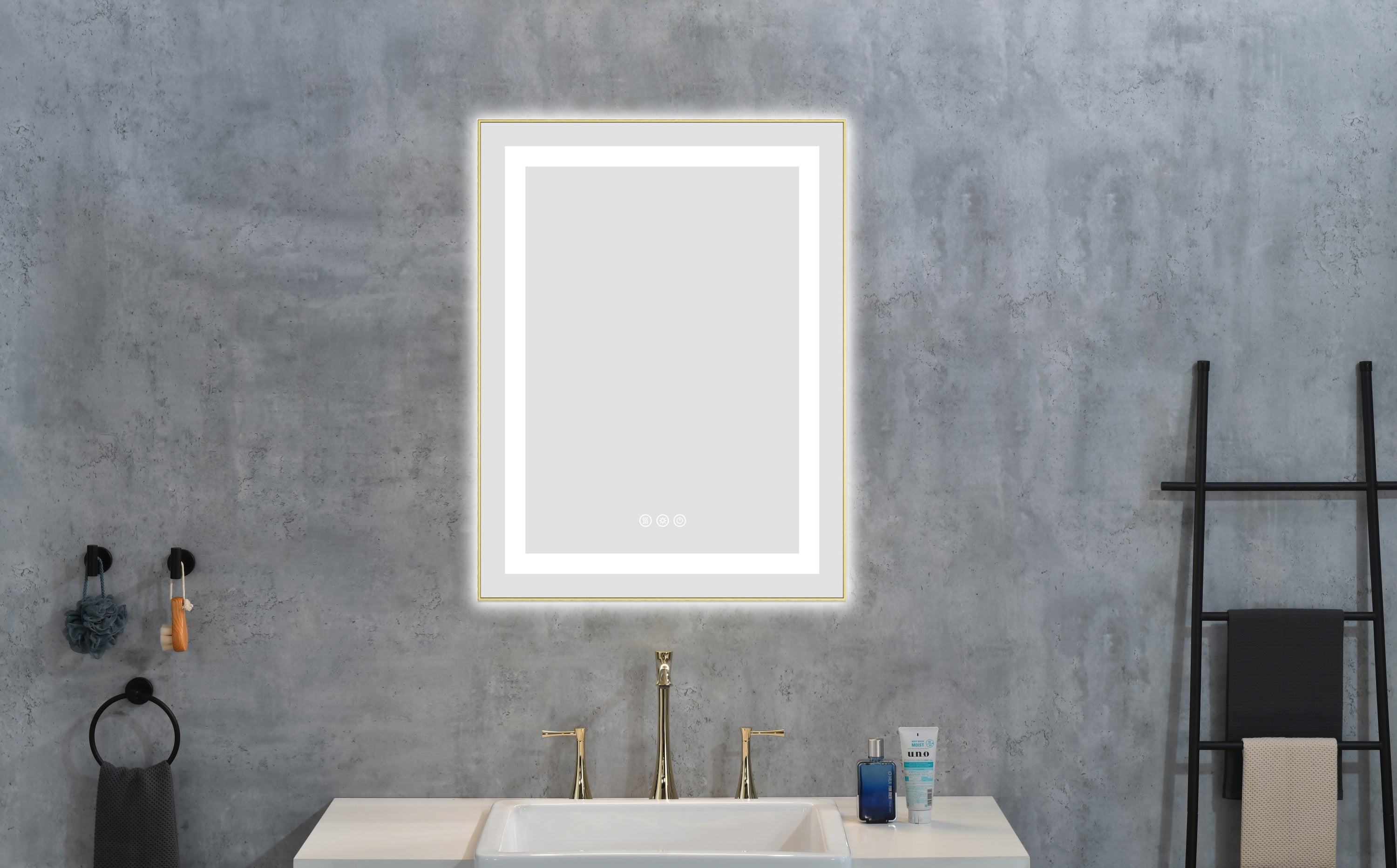 24 x 28 Inch LED Bathroom Mirror with Front and Backlight, Wall Mounted Vanity Mirror with Aluminum Frame, Anti-Fog, Memory, 3 Colors, Stepless Dimmable