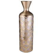 22' Tall Polyresin Decorative Vase, Weave Rose Gold Design