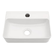 14.5 x 10 Inch Modern White Ceramic Rectangular Wall Mount Bathroom Sink with Single Faucet Hole