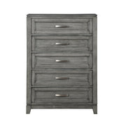 Gray Finish Chest with 5x Storage Drawers Wooden Bedroom Furniture 1pc