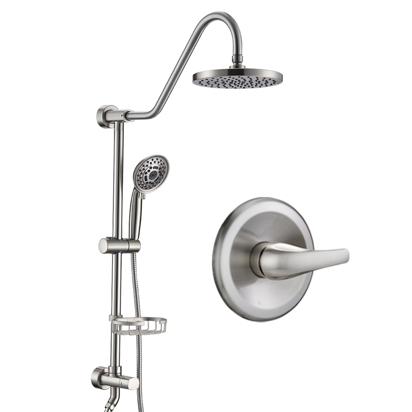 Shower Head with Handheld Shower System with 8' Rain Shower Head (Rough-in Valve Included)