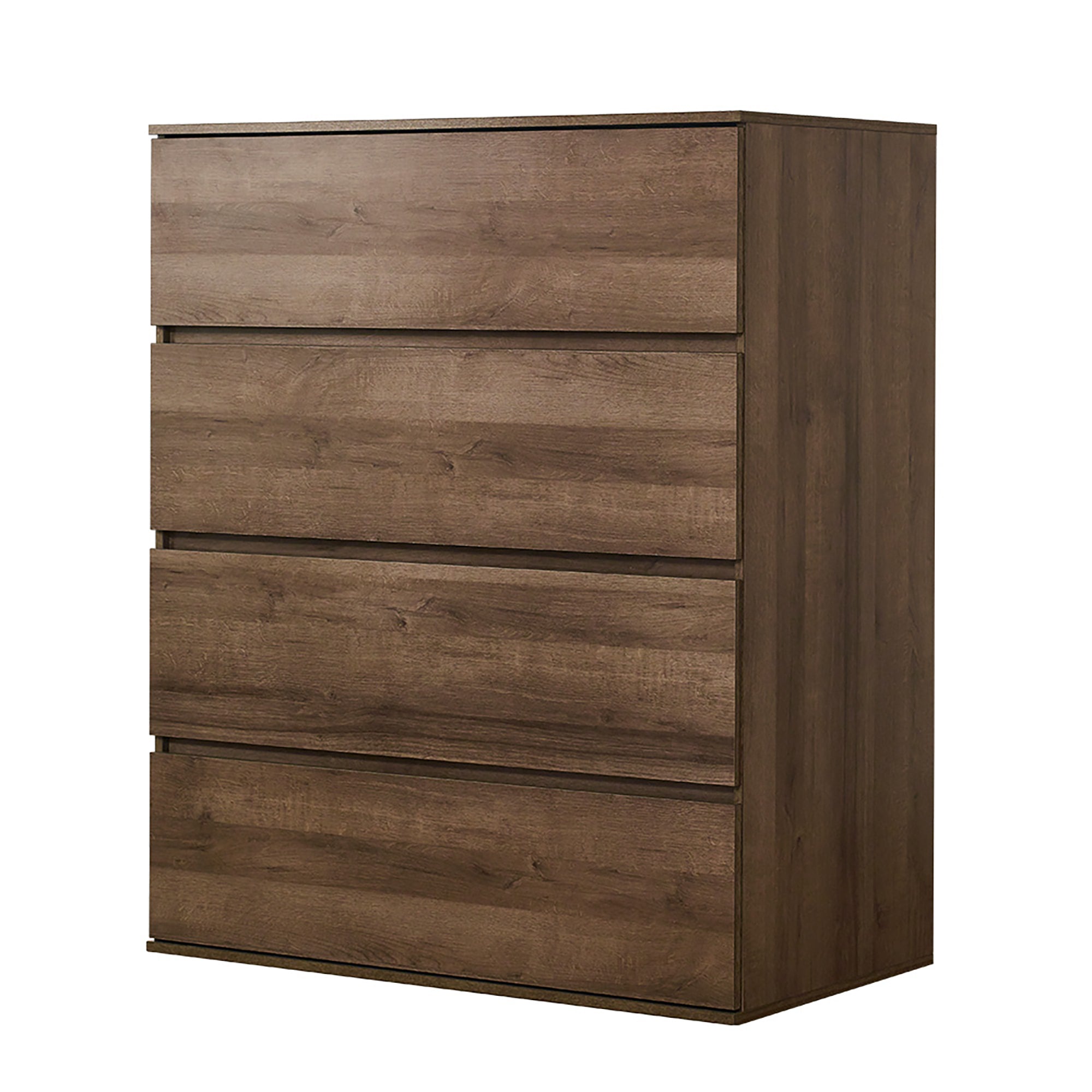 Liv Four-Drawer Contemporary Wood Chest in Walnut Brown with Soft Closing Drawers and Water-Resistant Finish