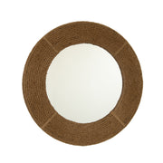 24'' Breeza Mirror, Hemp Hand-woven Artistry Wall Hanging Circle Bamboo Mirror, Earth Yellow, Suitable for Bathroom, Bedroom, Living Room, Entryway, etc.