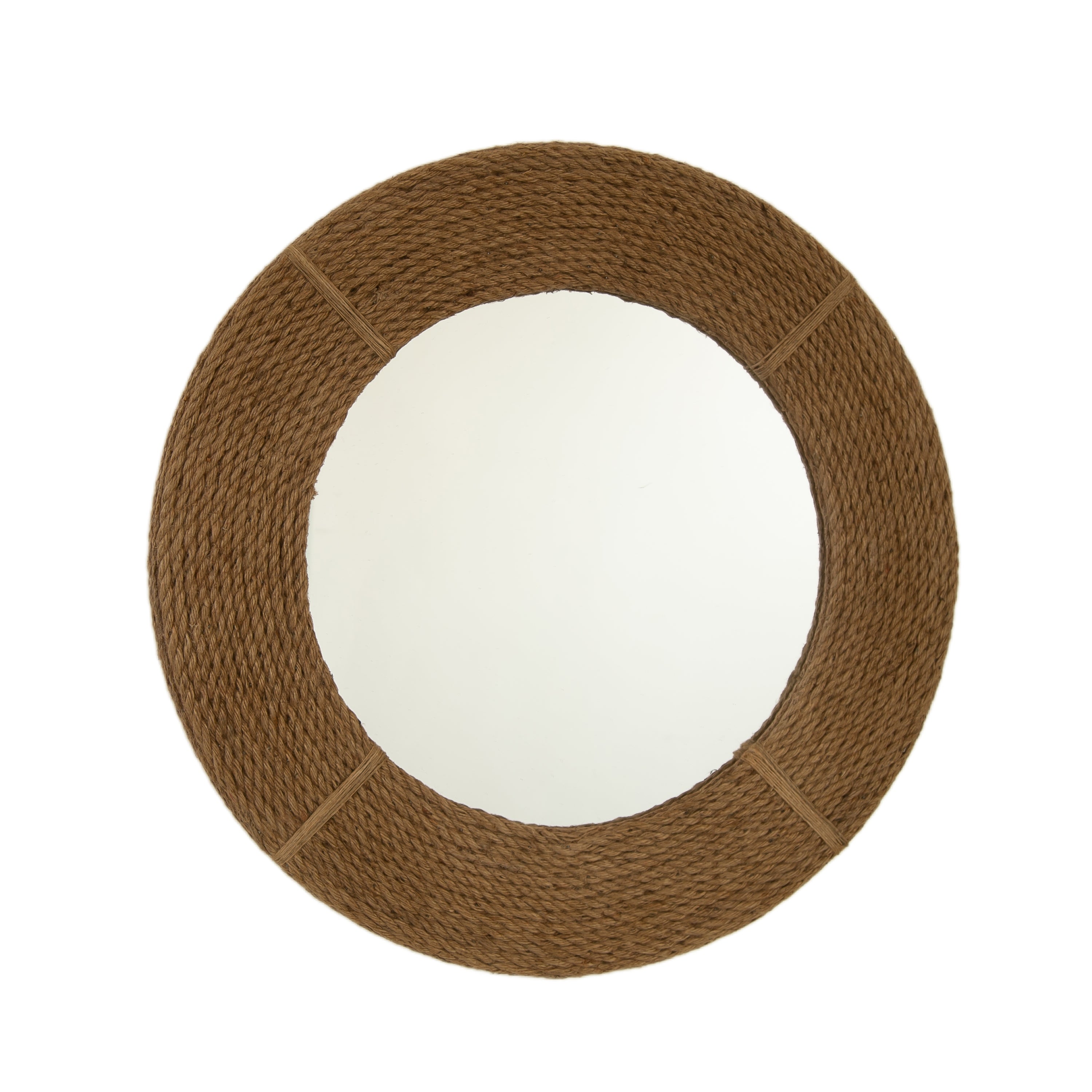 24'' Breeza Mirror, Hemp Hand-woven Artistry Wall Hanging Circle Bamboo Mirror, Earth Yellow, Suitable for Bathroom, Bedroom, Living Room, Entryway, etc.