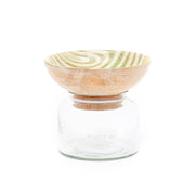 Glass Nut Jar with Wooden Bowl-Shaped Lid – Stylish Storage for Nuts and Snacks-350 ML