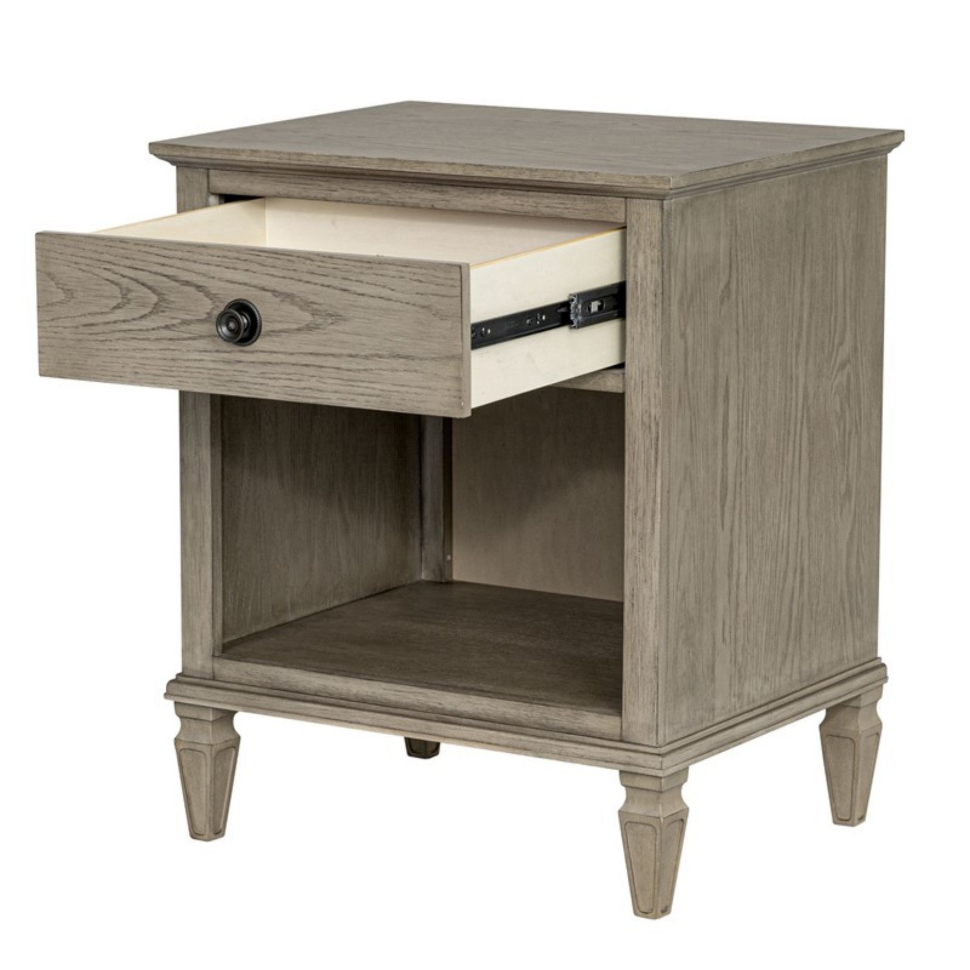Victoria Nightstand Reclaimed Grey Oak Finish MDF Wood Veneer 24 x 19 x 29 Inches