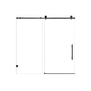 Frameless Single Sliding Shower Door with Soft-Close in Matte Black, 5/16' Clear Nano-Coated Tempered Glass, 60' x 60'