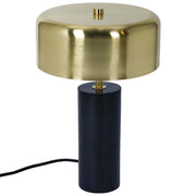 Modern Stylish Desk Lamp with Gold and White Drum Shade and Black Marble Base