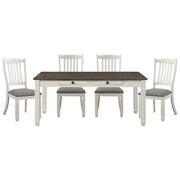 Antique White Finish Dining 5pc Set Table with 6x Drawers and 4x Side Chairs Upholstered Seats Casual Style Dining Room Furniture