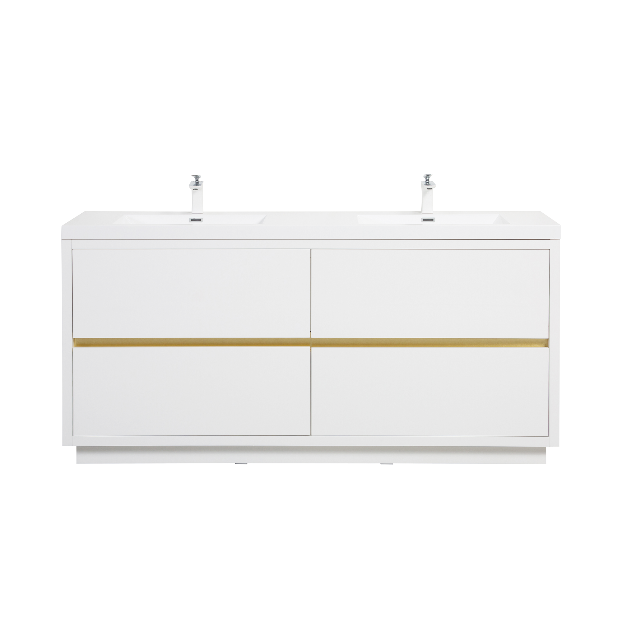 BATHIN 72' Freestanding Bathroom Vanity with Sink, Bathroom Storage Vanity Cabinet with Stone Resin Countertop and Soft Close Drawers, Glossy White 24V14-72GW