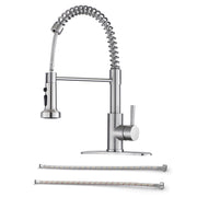 Modern Kitchen Faucet with Pull-Down Spray Head in Brushed Nickel, Stainless Steel, 15.5-Inch Height