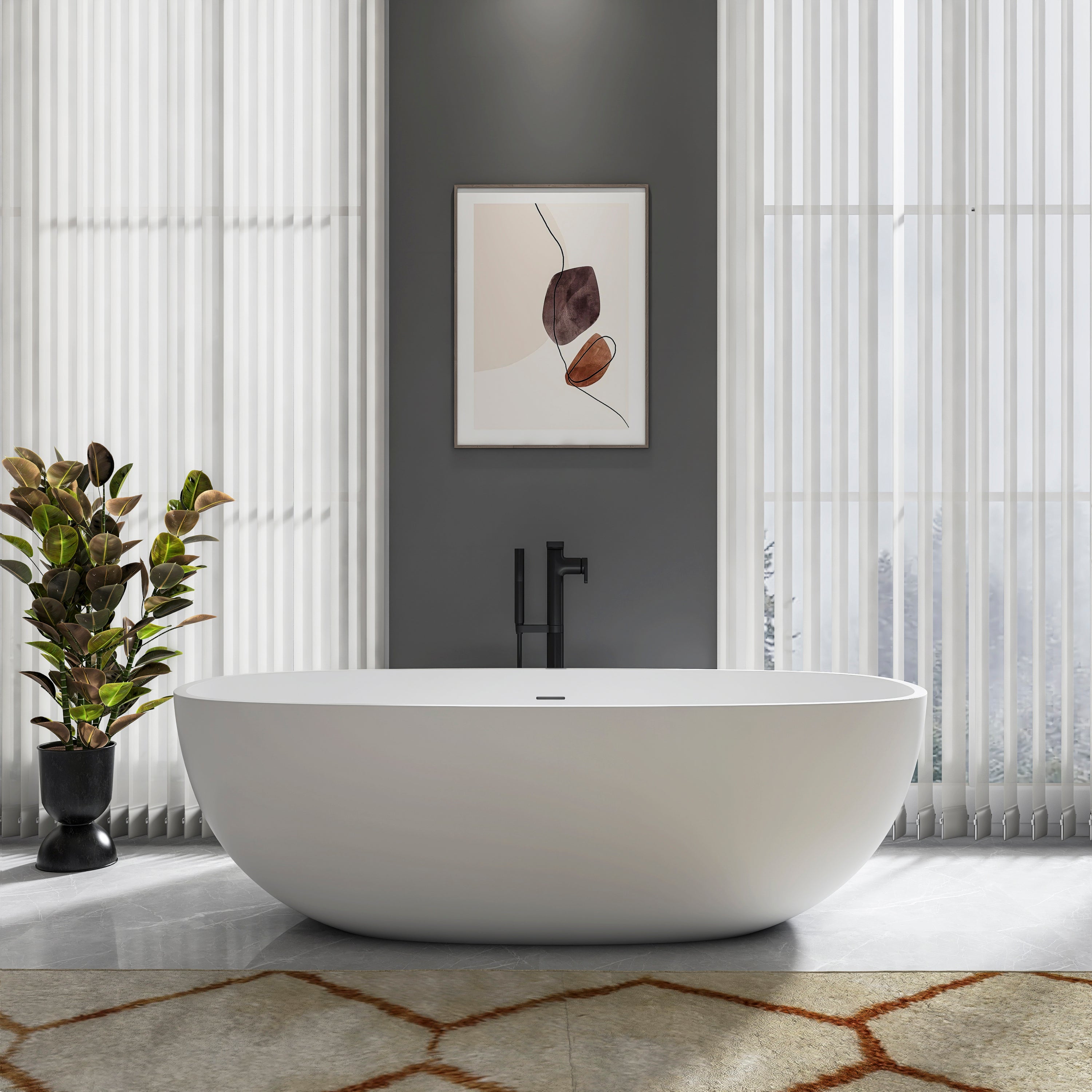 71 inch freestanding solid surface soaking bathtub for bathroom
