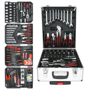 899-Piece Home Repair Tool Set with Rolling Plastic Toolbox, 4 Drawers, General Household Maintenance Kit for Garden, Homeowner, Handyman, Silver