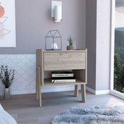 Nightstand 22'H, One Drawer, One Open Shelf, Light Gray