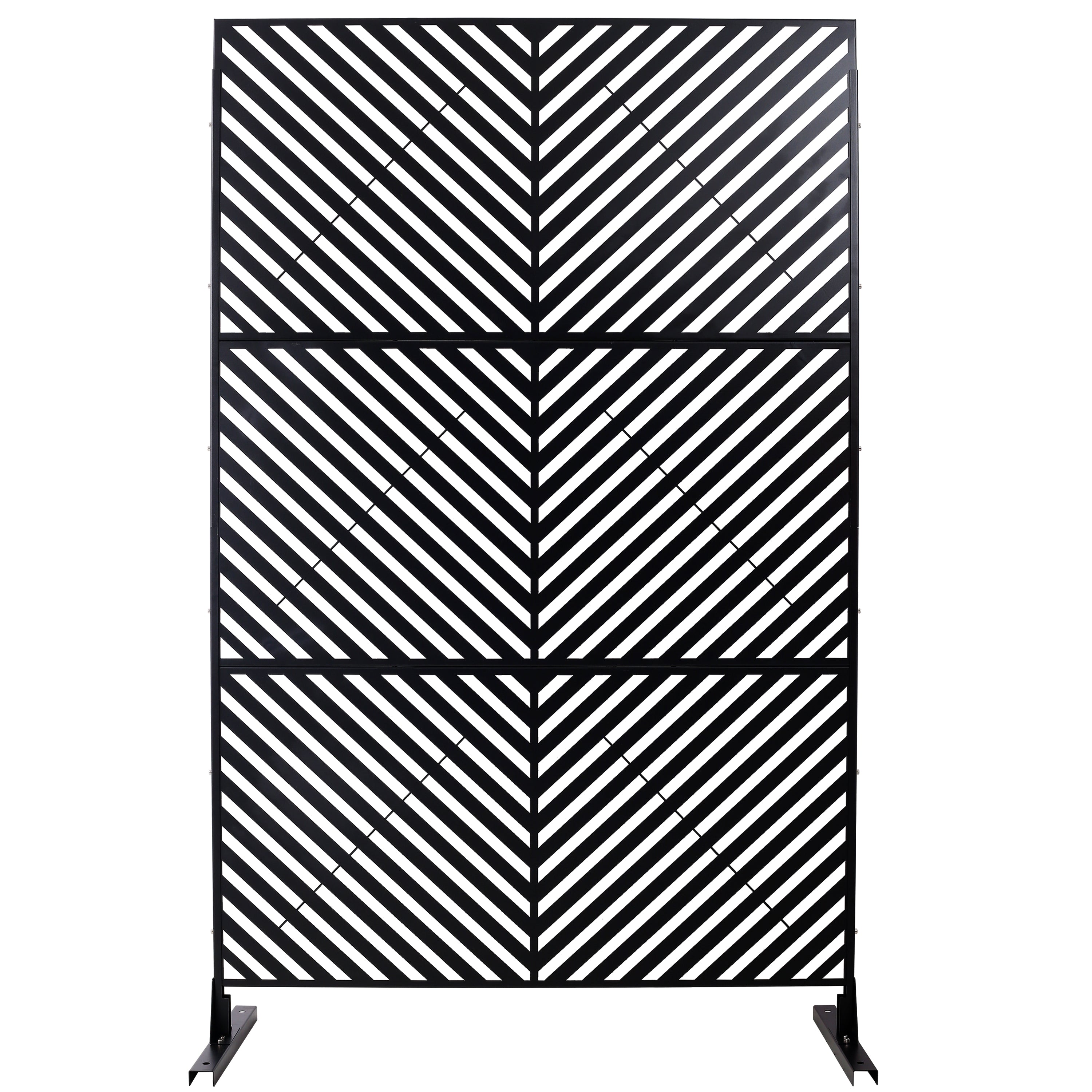 Outdoor & Indoor Privacy Screen Metal Privacy Screen 76' H×48' W, Freestanding Decorative Privacy Screen for Deck Balcony Patio, Privacy Fence Panels for Outside Lawn Garden PS113 BLACK