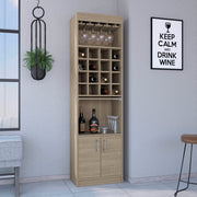Being Kava Bar Cabinet, Double Door, Two Shelves, Sixteen Built-in Wine Rack -Light Pine