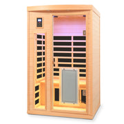 Low EMF Two Person Hemlock Far Infrared Sauna Room with Heating Panels and Glass Front Door