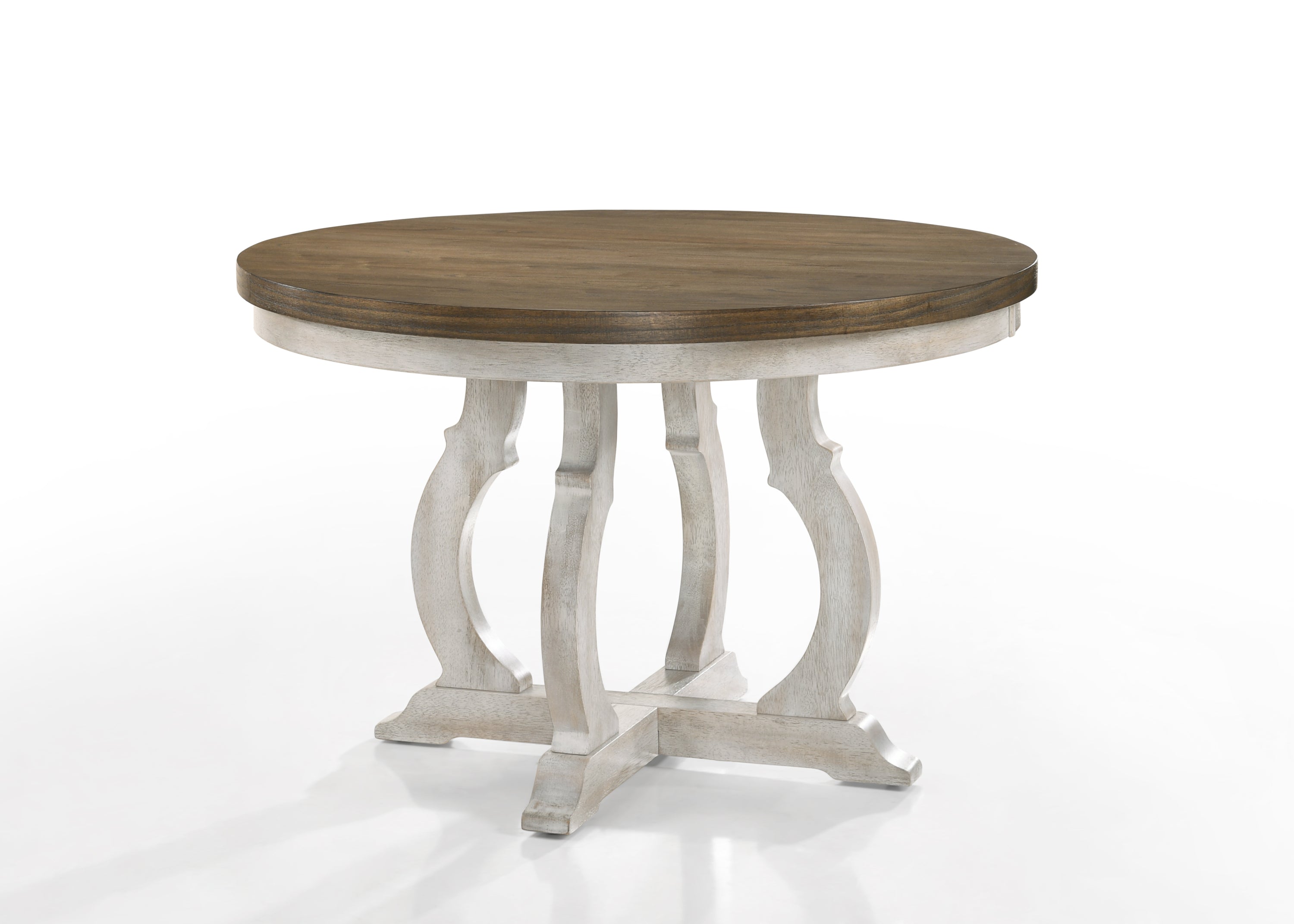 Cillin Walnut & Antique White Finish Round Dining Table