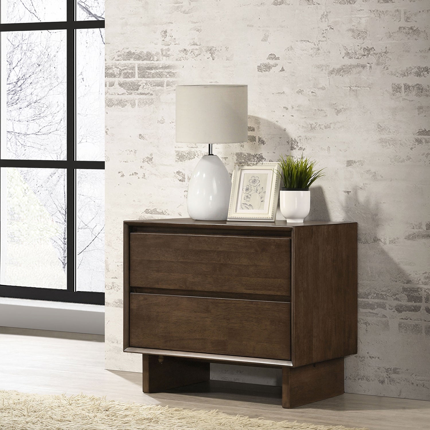 Hemlock Warm Brown 2-drawer Nightstand Bedside Table