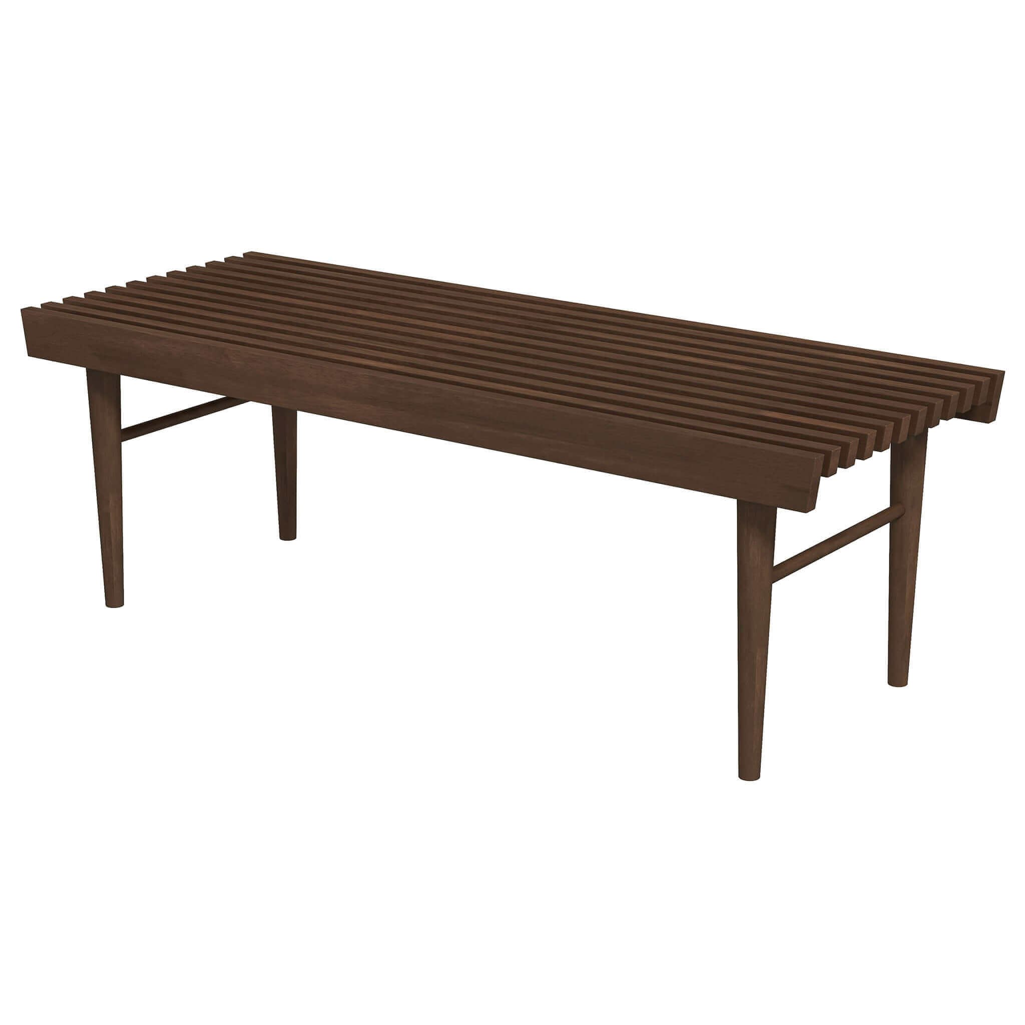 Mia Mid Century Modern Solid Wood Bench with Natural Walnut Stain Finish 15.5'' H x 47.2'' W x 18.1'' D  for Living Room, Hallway, Bedroom, Bathroom