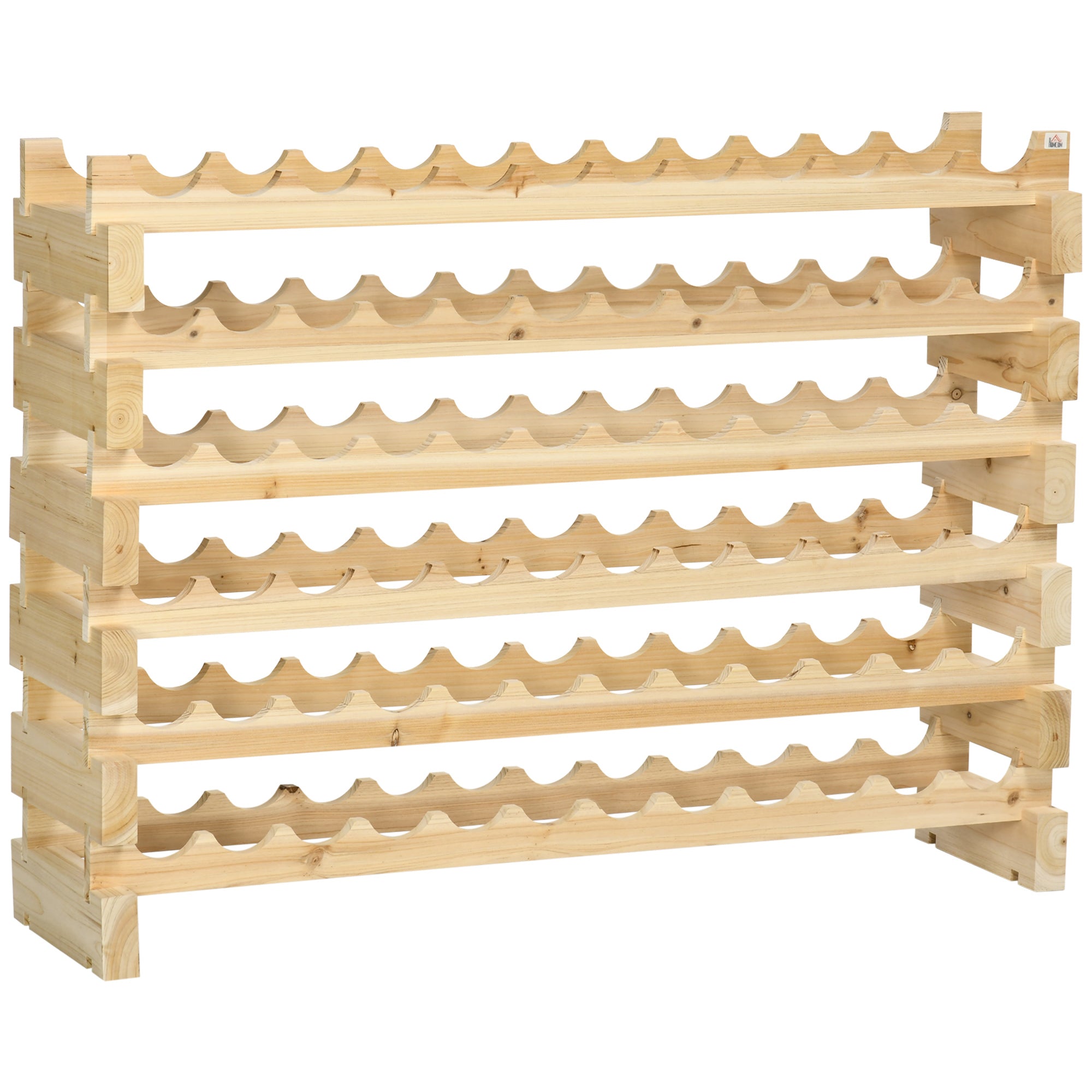 Stackable Wine Rack, Modular Storage Shelves, 72-Bottle Holder, Freestanding Display Rack for Kitchen, Pantry, Cellar, Natural