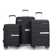Black Hardshell Suitcase Set with Double Spinner Wheels, TSA Lock, and Lightweight Durable Polypropylene