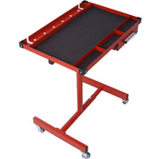 Adjustable Tear Down Work Table with Drawer for Garages, Repair Shops, and DIY, Portable, (4) 2.5' Swivel Casters, 220 Pound Capacity, Rubber Corners, Heavy Duty Steel,red