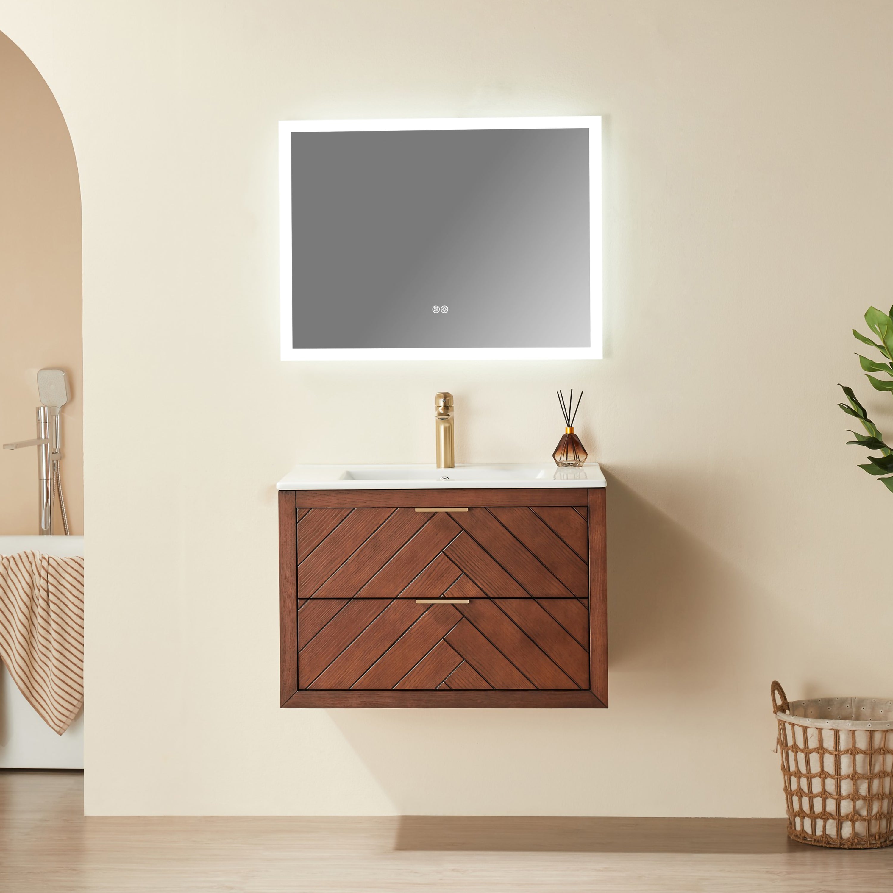 30' Wall Mounted & Floating Single Vanity with Ceramic Sink