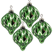 4.2x4.2x5.1' Christmas Ball Ornaments, Glass Decorative Hanging Ball Christmas Tree Ornaments for Holiday Party Decorations, Set of 4